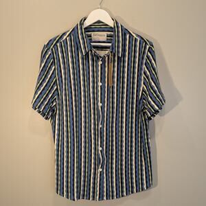 Original Paperbacks Riviera Striped Short-Sleeve Shirt Travel Brunch - Size L